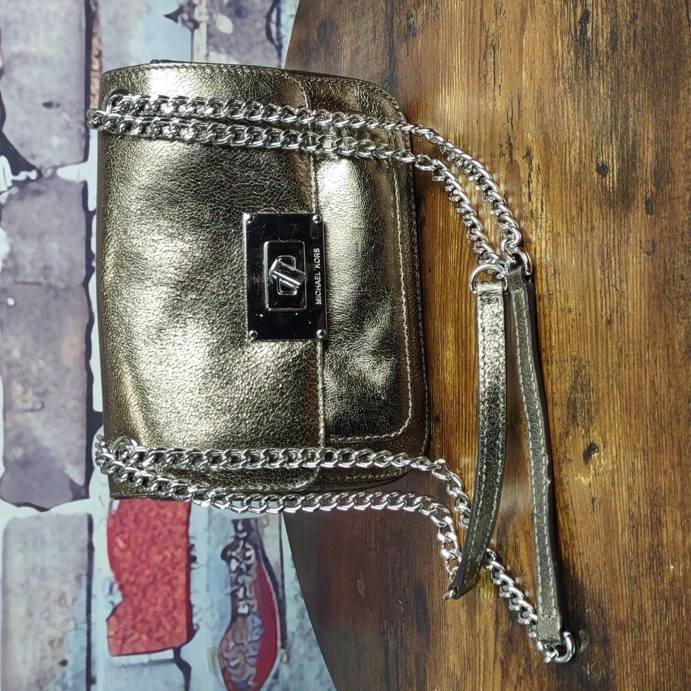 Michael Kors "Sloan" Bronze Metallic Leather Convertible Crossbody/Shoulder Bag